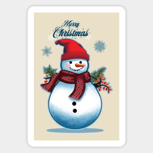 Merry Christmas Snowman Magnet